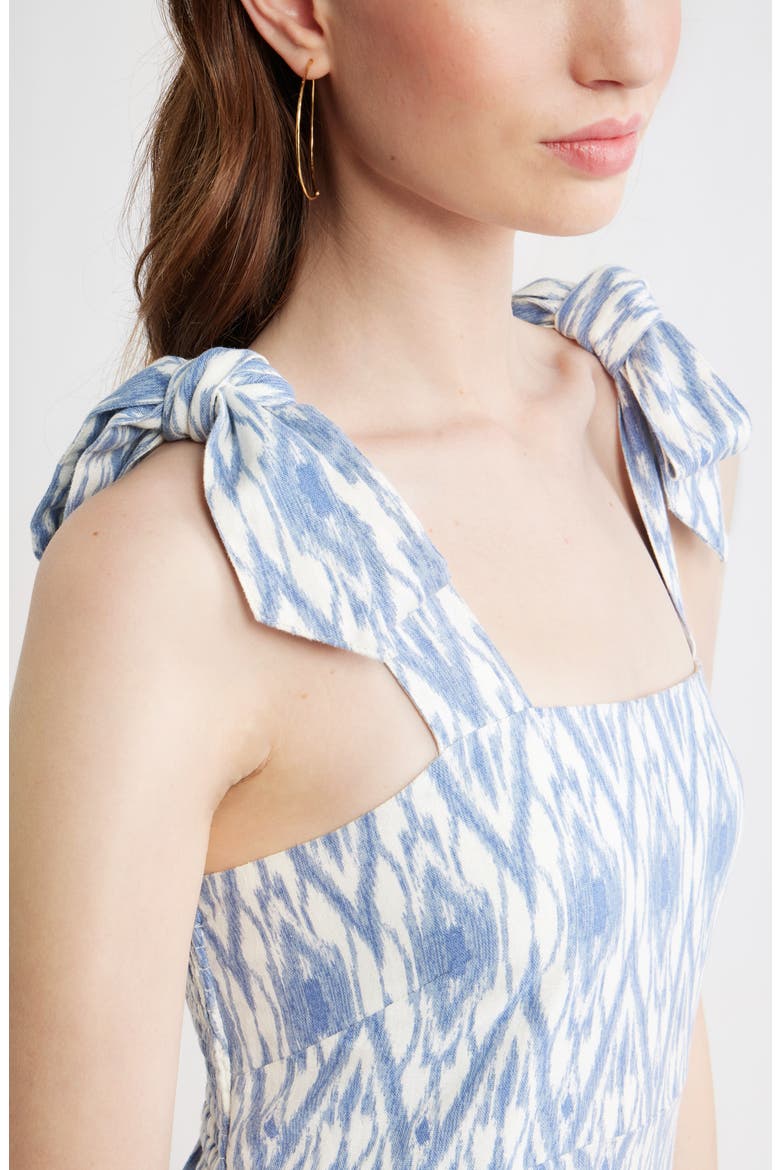 Floral Linen Blend Maxi Sundress, Alternate, color, IVORY- BLUE DIAMOND IKAT