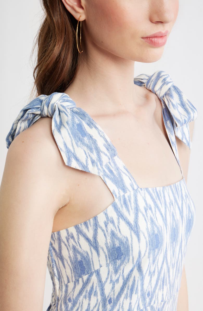 Treasure & Bond Floral Linen Blend Maxi Sundress, Alternate, color, Ivory- Blue Diamond Ikat