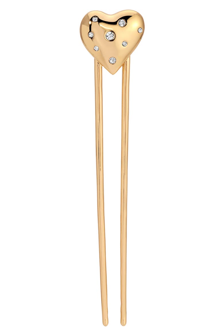 Love Heart Embellished Hairpin, Main, color, GOLD