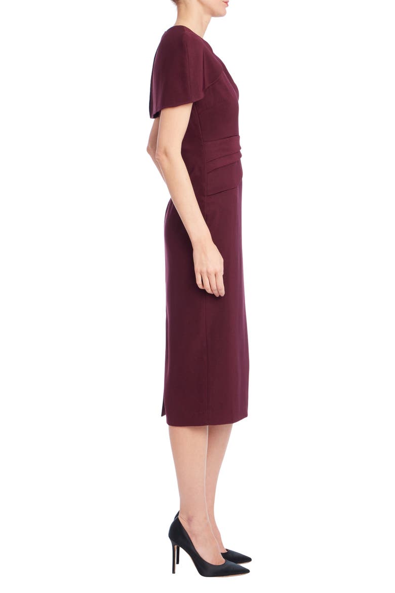 Faux Cape Cocktail Midi Dress, Alternate, color, WINE