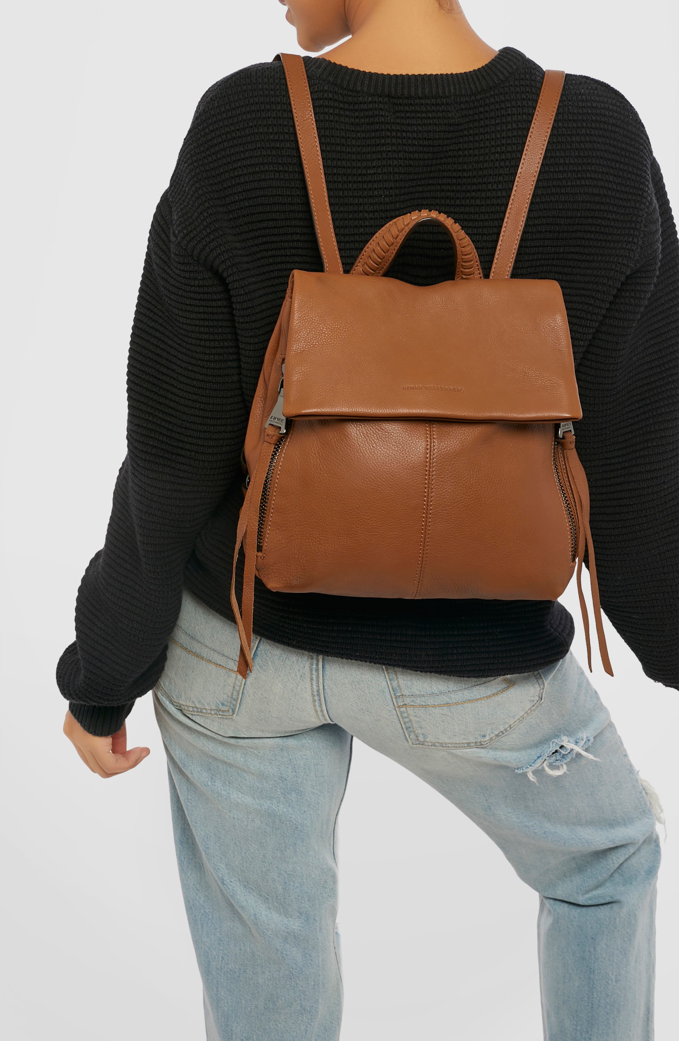 AIMEE Bali Leather Backpack, Alternate, color, Chestnut W Gunmetal