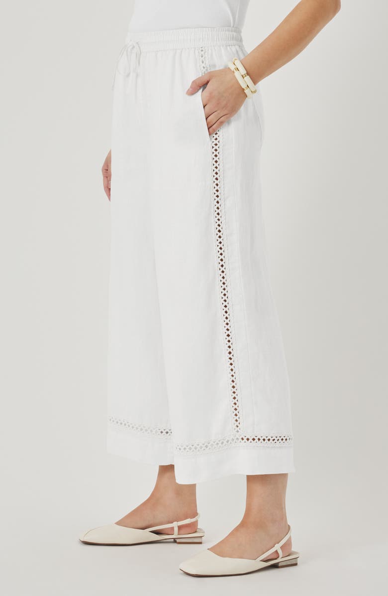Splendid Stella Lace Inset Crop Linen Pants, Alternate, color, White