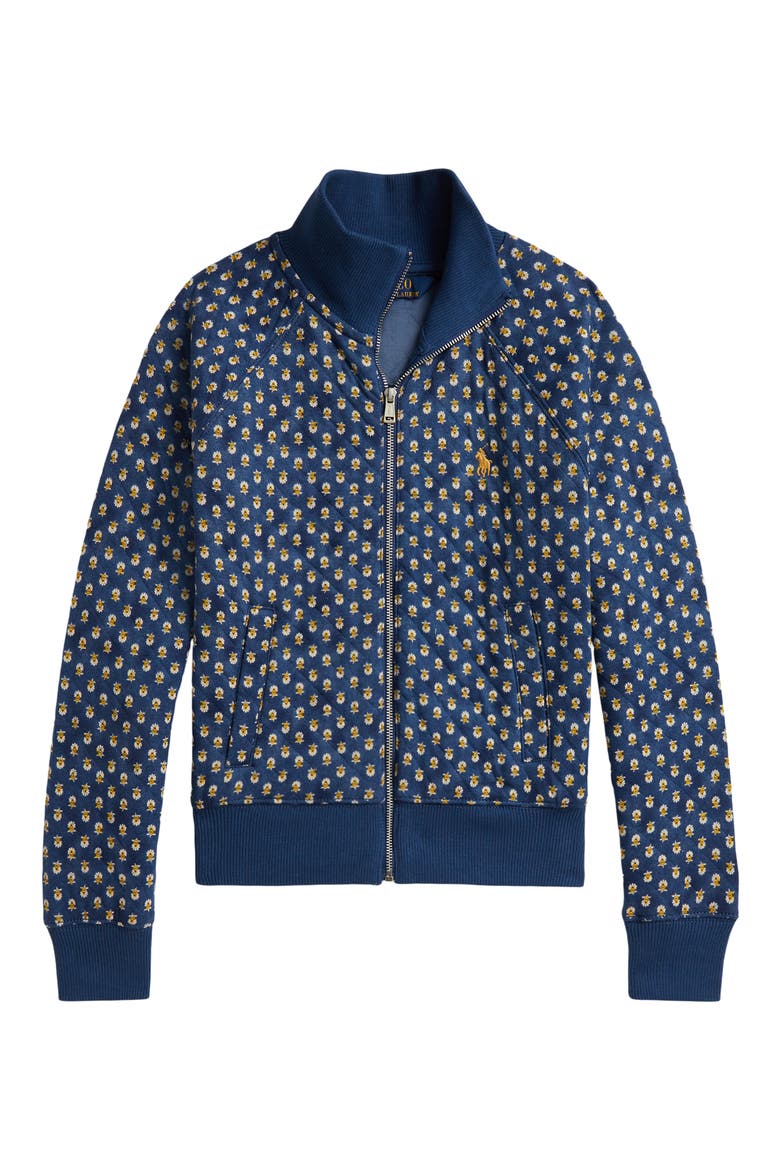 Kids' Quilted Jacquard Knit Zip Sweatshirt, Main, color, GREEN/BLUE