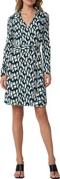 Diane von Furstenberg Jeanne Print Long Sleeve Silk Wrap Dress