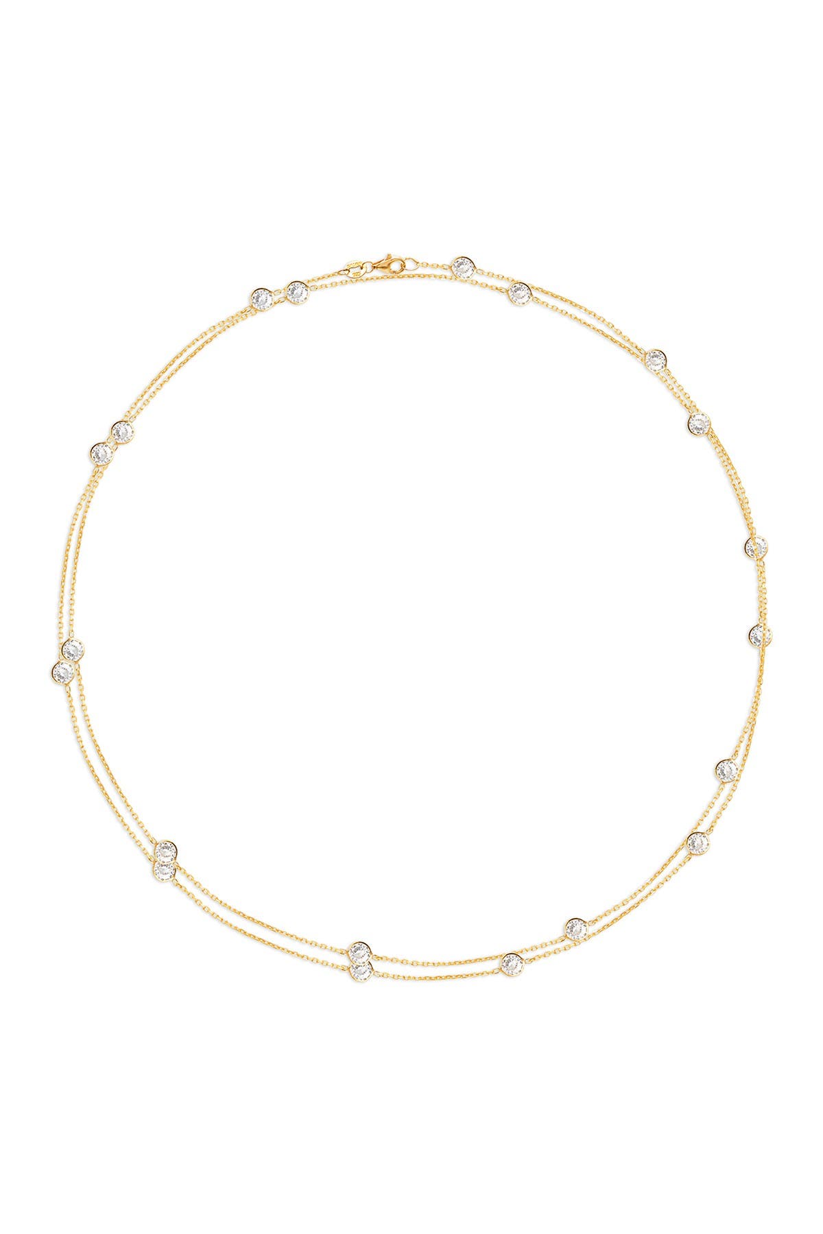 GABI RIELLE Yellow Gold Vermeil CZ Station Wrap Necklace