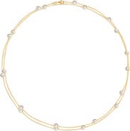 GABI RIELLE Yellow Gold Vermeil CZ Station Wrap Necklace