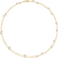 GABI RIELLE Yellow Gold Vermeil CZ Station Wrap Necklace