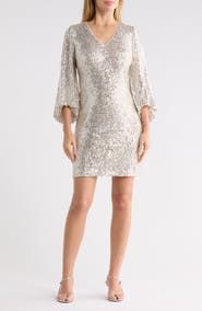 Eliza J Social Sequins Long Sleeve Dress