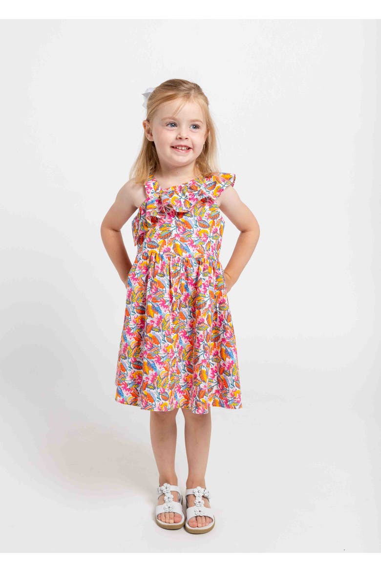 Leaf Print One Shoulder Dress, Alternate, color, White / Multicolor