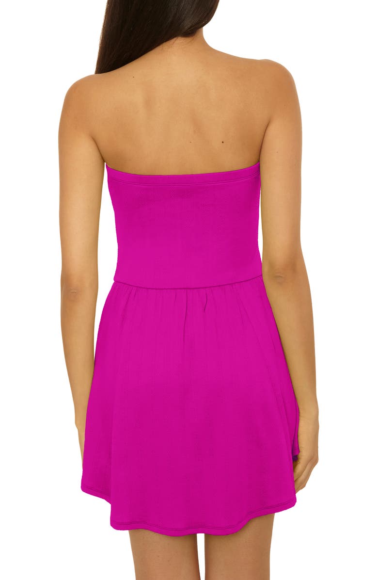 Becca Palma Strapless Cover-Up Minidress, Alternate, color, Hibiscus