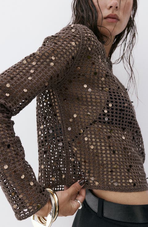 Sequined Crocheted Sweater