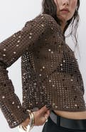 MANGO Sequined Crocheted Sweater