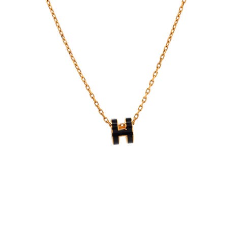 Pop H Pendant Chain Necklace Metal and Enamel Mini