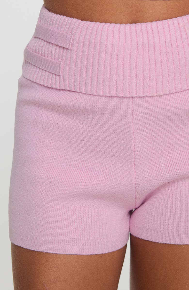 Princess Polly Jhett Foldover Waist Knit Shorts, Alternate, color, Pink