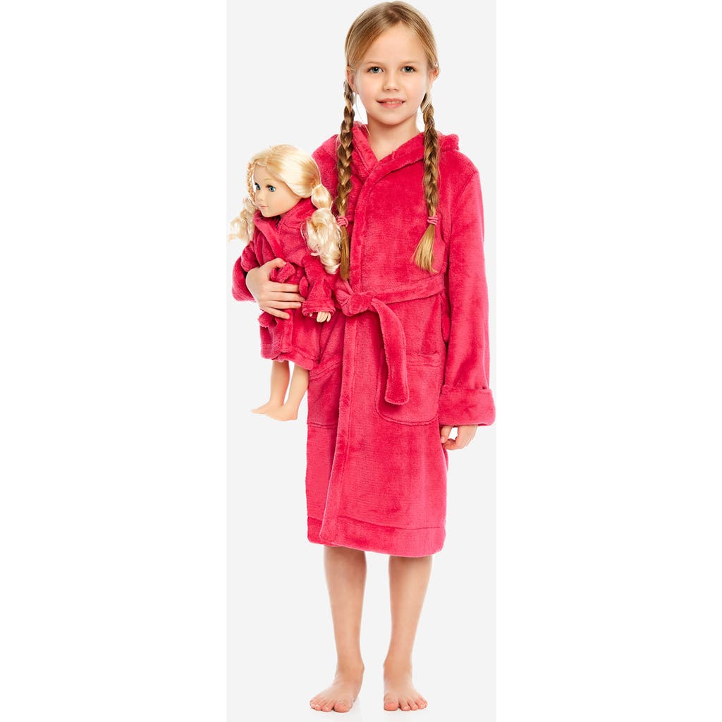 Leveret Girls Fleece Hooded Robe With Matching Doll Robe In Animal Print