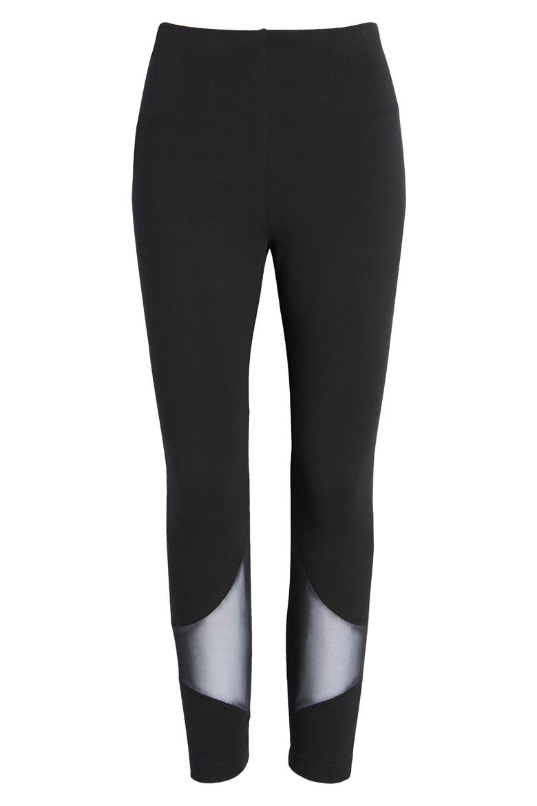 Lyssé Etta Mesh Crop Leggings, Alternate, color, BLACK