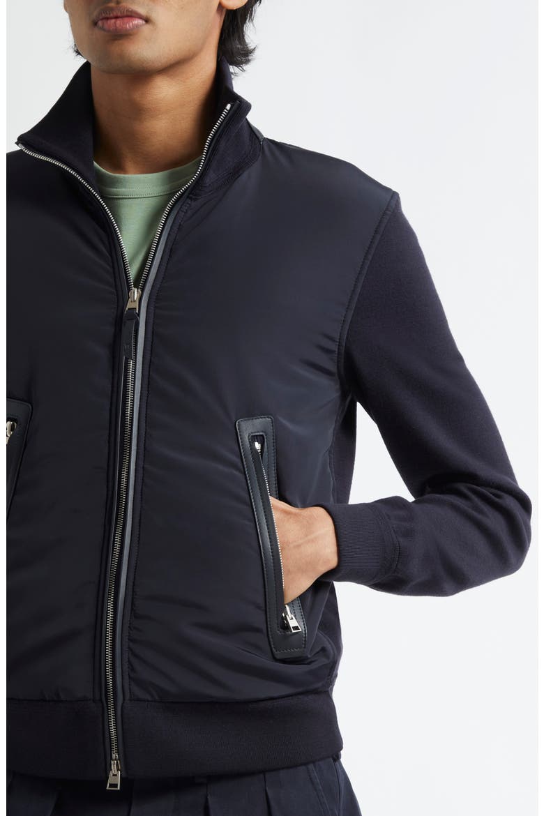 Mixed Media Zip Front Cardigan, Alternate, color, HB800 BLUE
