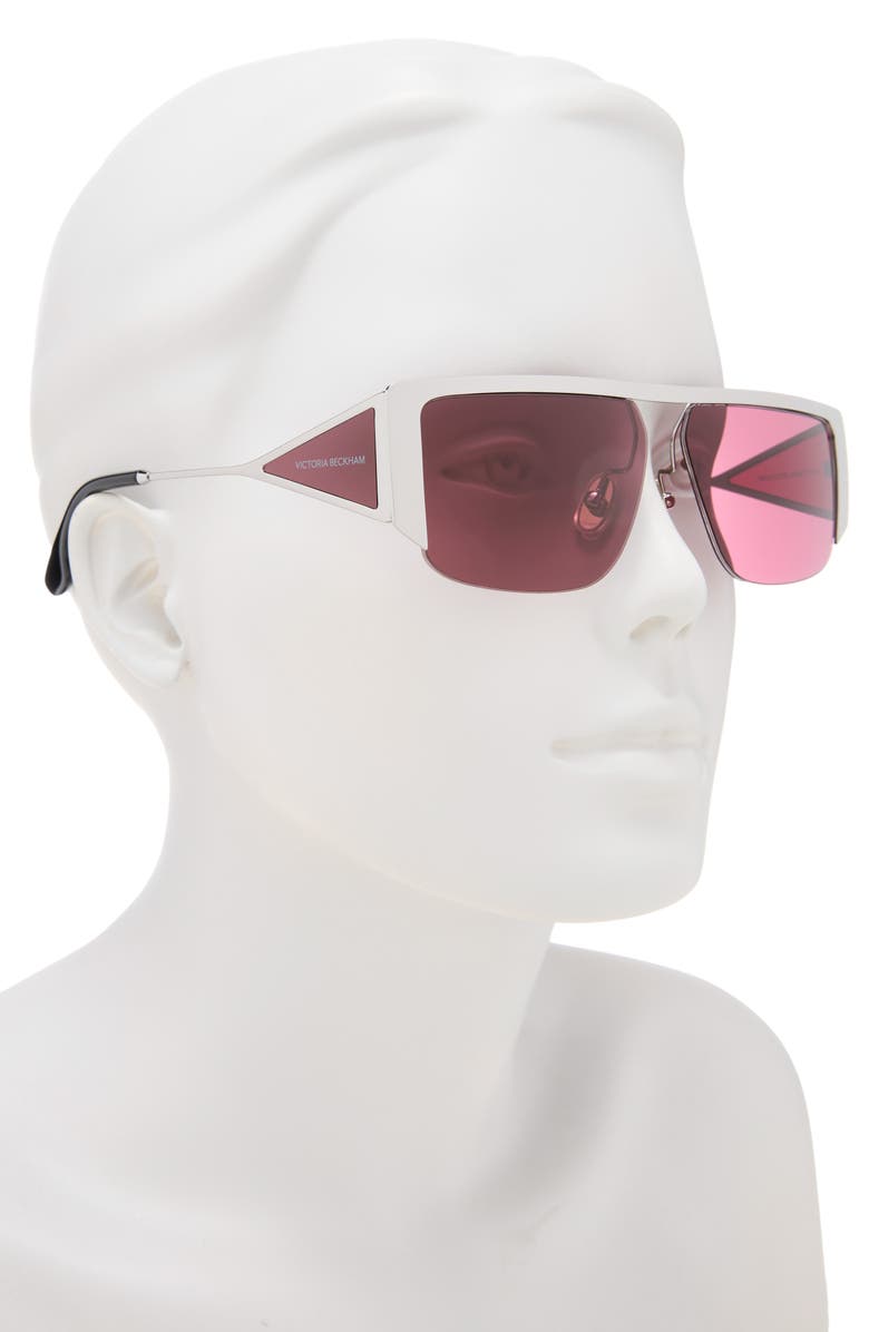 Victoria Beckham VB250S Classic Logo 59mm Rectangular Sunglasses, Alternate, color, Light Ruthenium