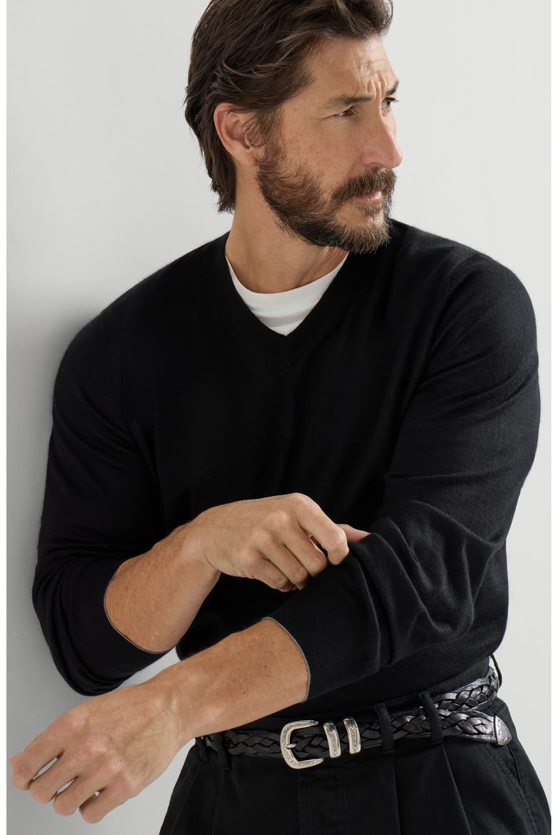 Cashmere and silk lightweight sweater, Alternate, color, Black