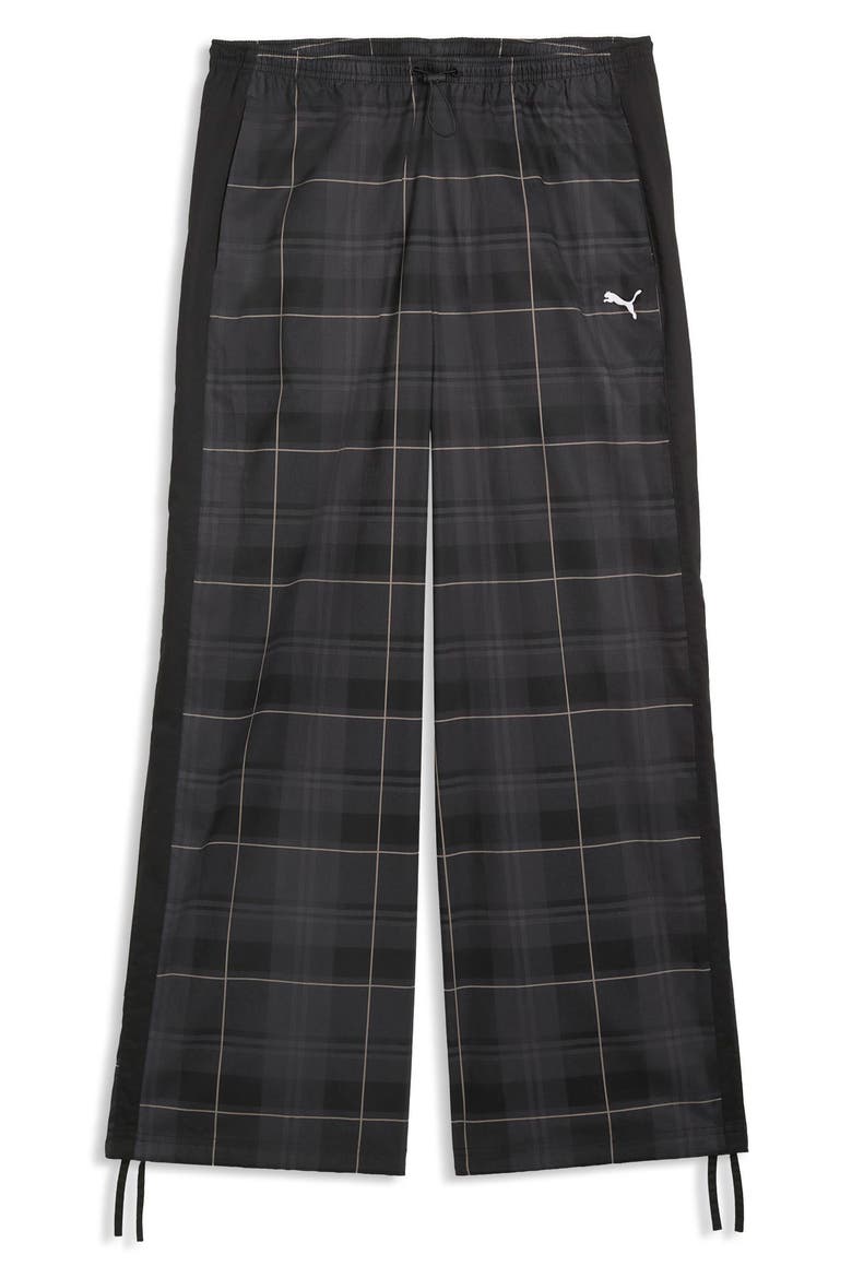 T7 Relaxed Tartan Woven Pants, Alternate, color, PUMA BLACK