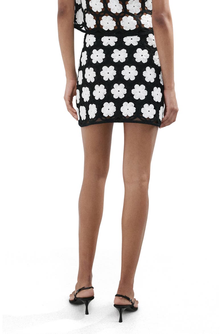 Floral Crochet Mid Rise Miniskirt, Alternate, color, BLACK
