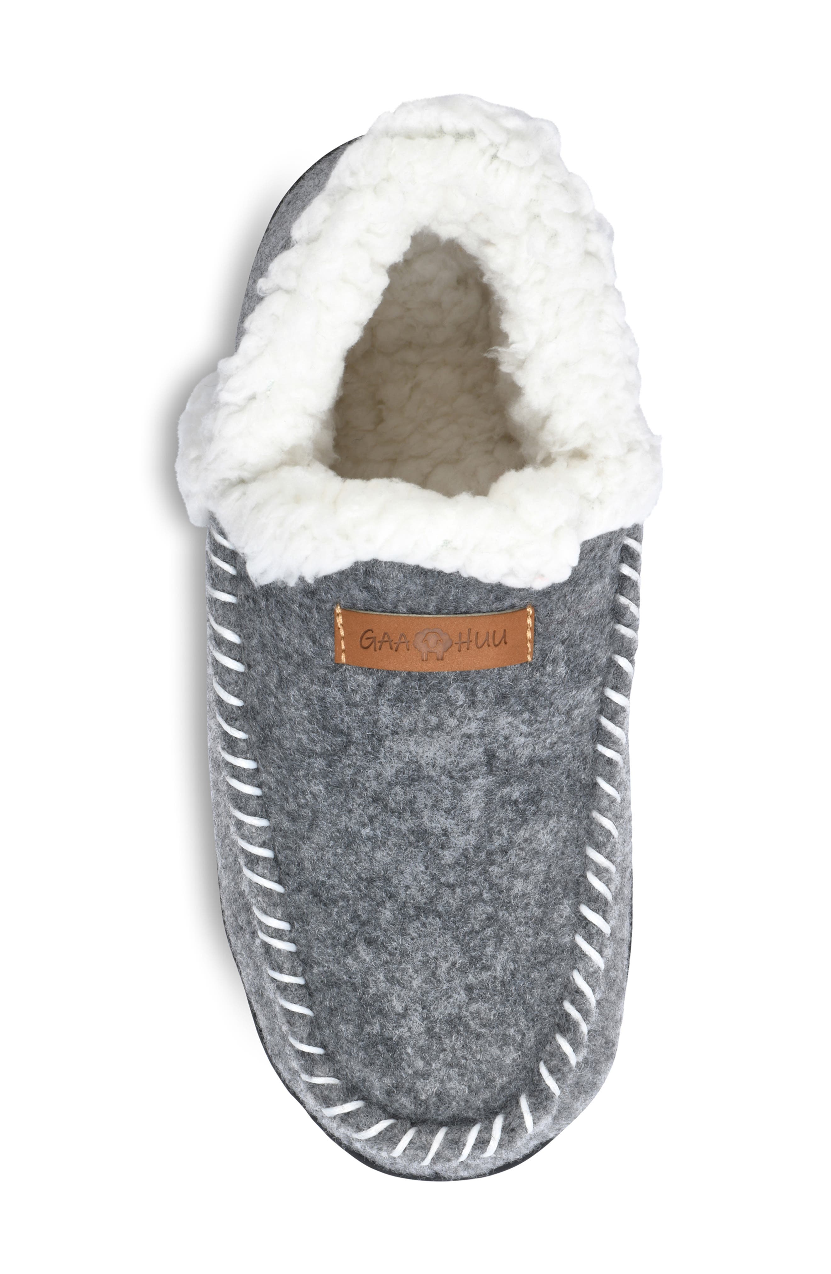 Faux Fur Moc Toe Slipper, Alternate, color, GREY