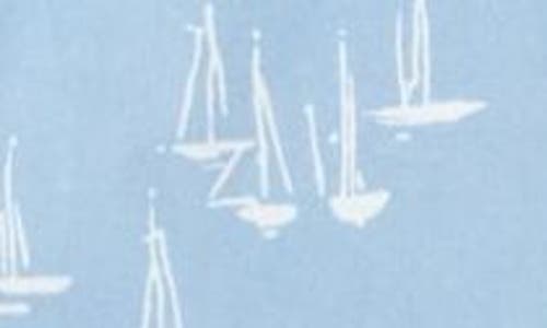 Brooks Brothers Kids' Sailboat Print Short Sleeve Cotton Button-down Shirt In Light Blue