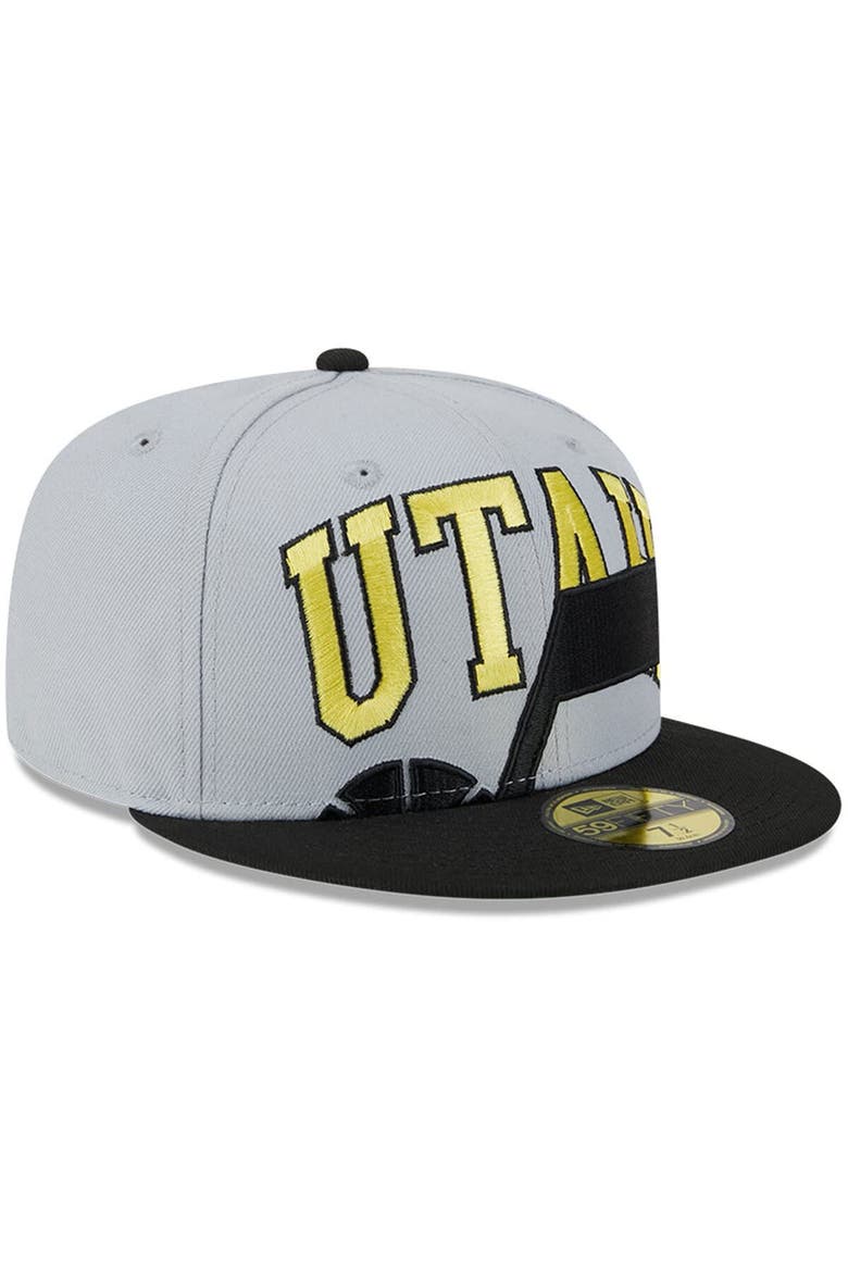 Men's New Era Gray/Black Utah Jazz Tip-Off Two-Tone 59FIFTY Fitted Hat, Alternate, color, Gray