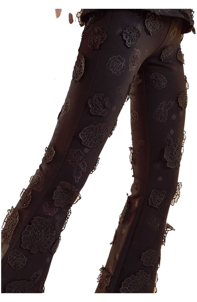Cynthia Rowley Pop Floral Applique Pant, Alternate, color, Black