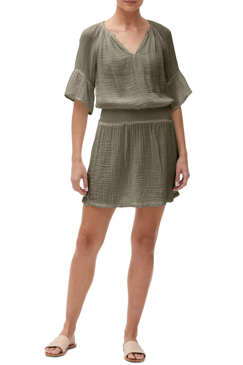 Katelyn Smocked Waist Peasant Dress, Main, color, OLIVE