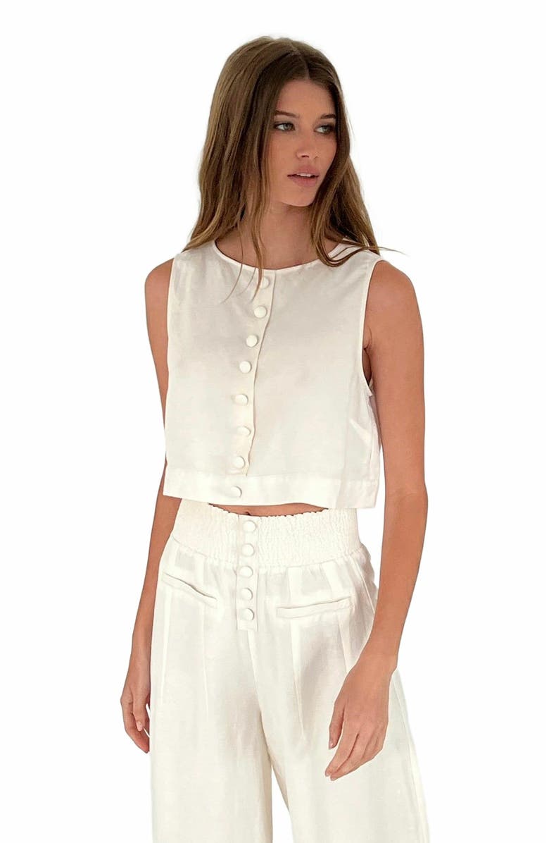 WeWoreWhat Button Front Palazzo Pant, Alternate, color, 