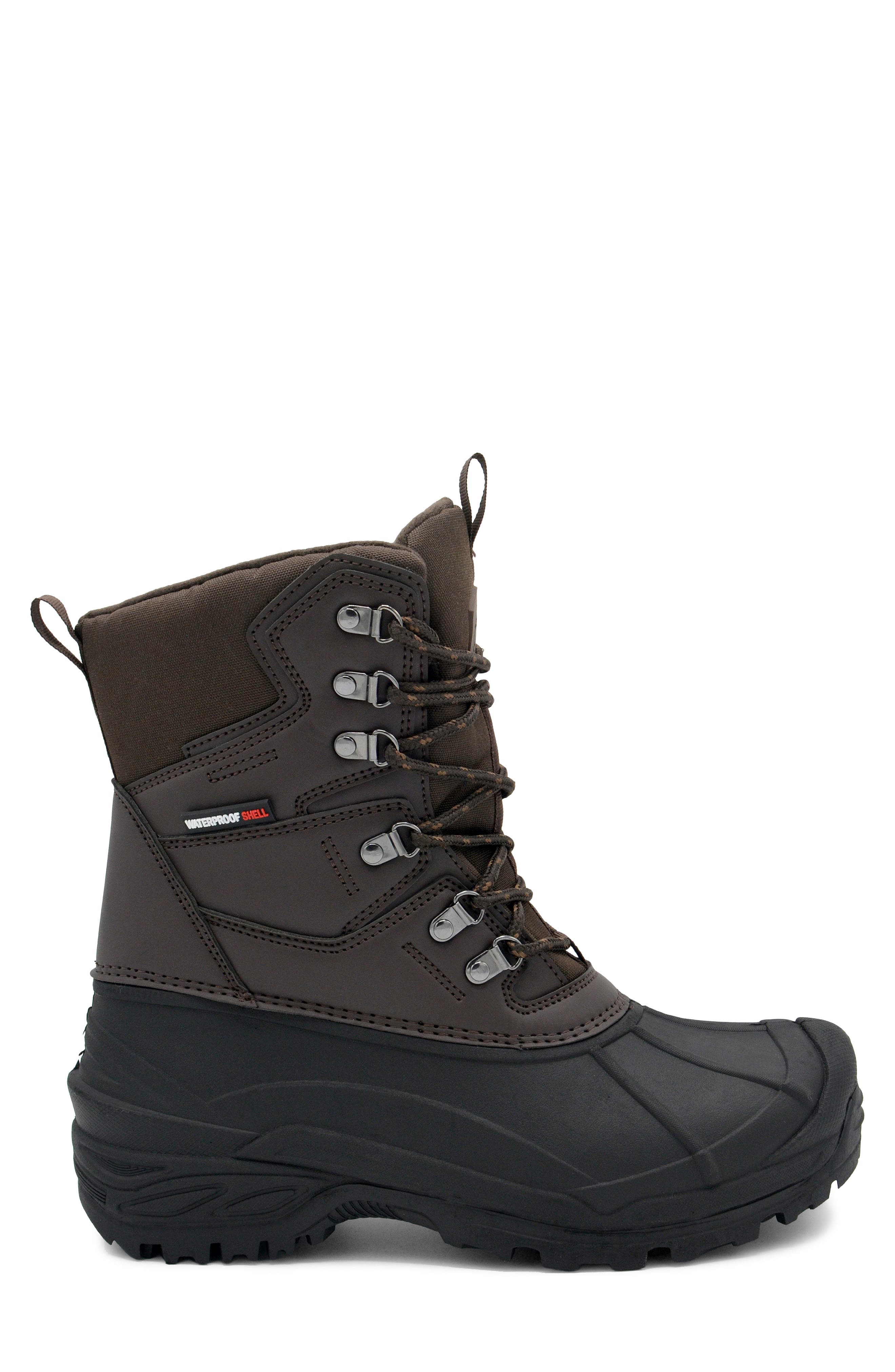 Stoke Faux Leather Winter Boot, Alternate, color, BROWN