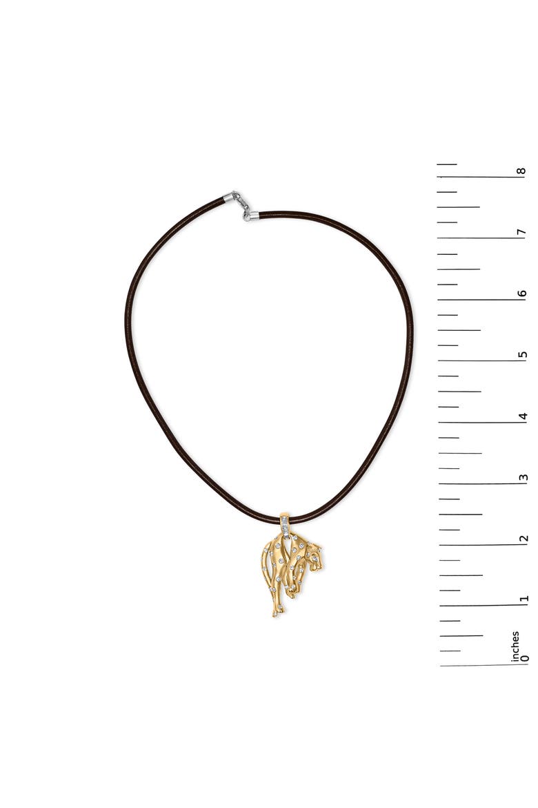 18K 1.00 Cttw Diamond Cat and Bail Pendant Necklace Collar with Matte Finish, Alternate, color, Yellow