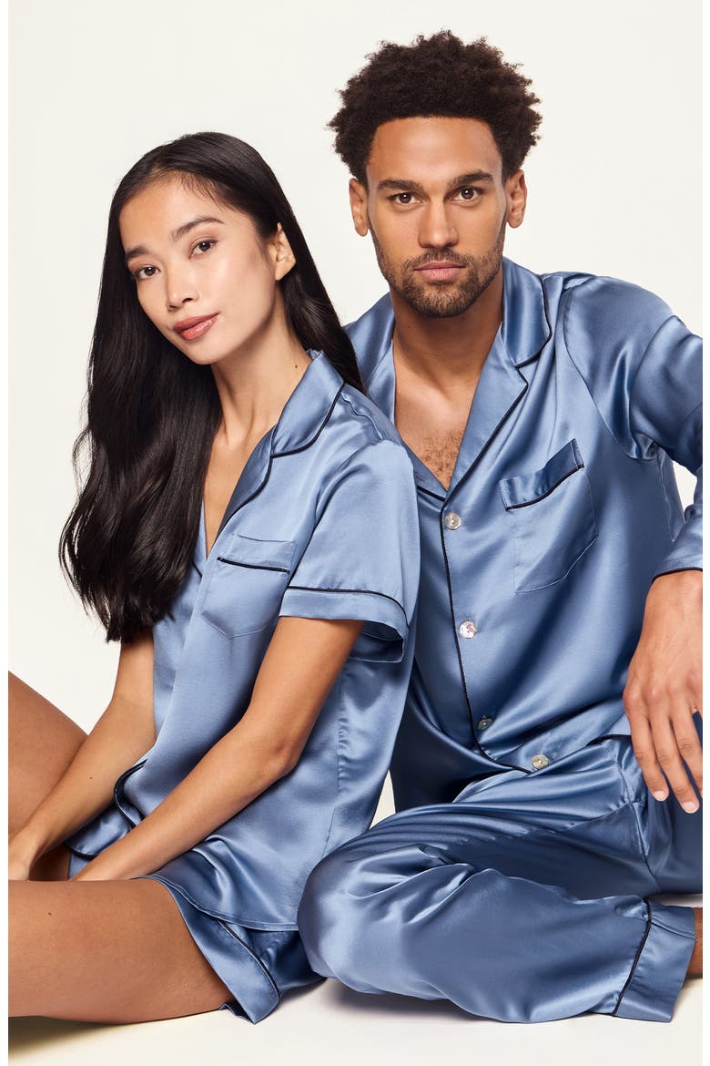 Mulberry Silk Short Pajamas, Alternate, color, BLUE