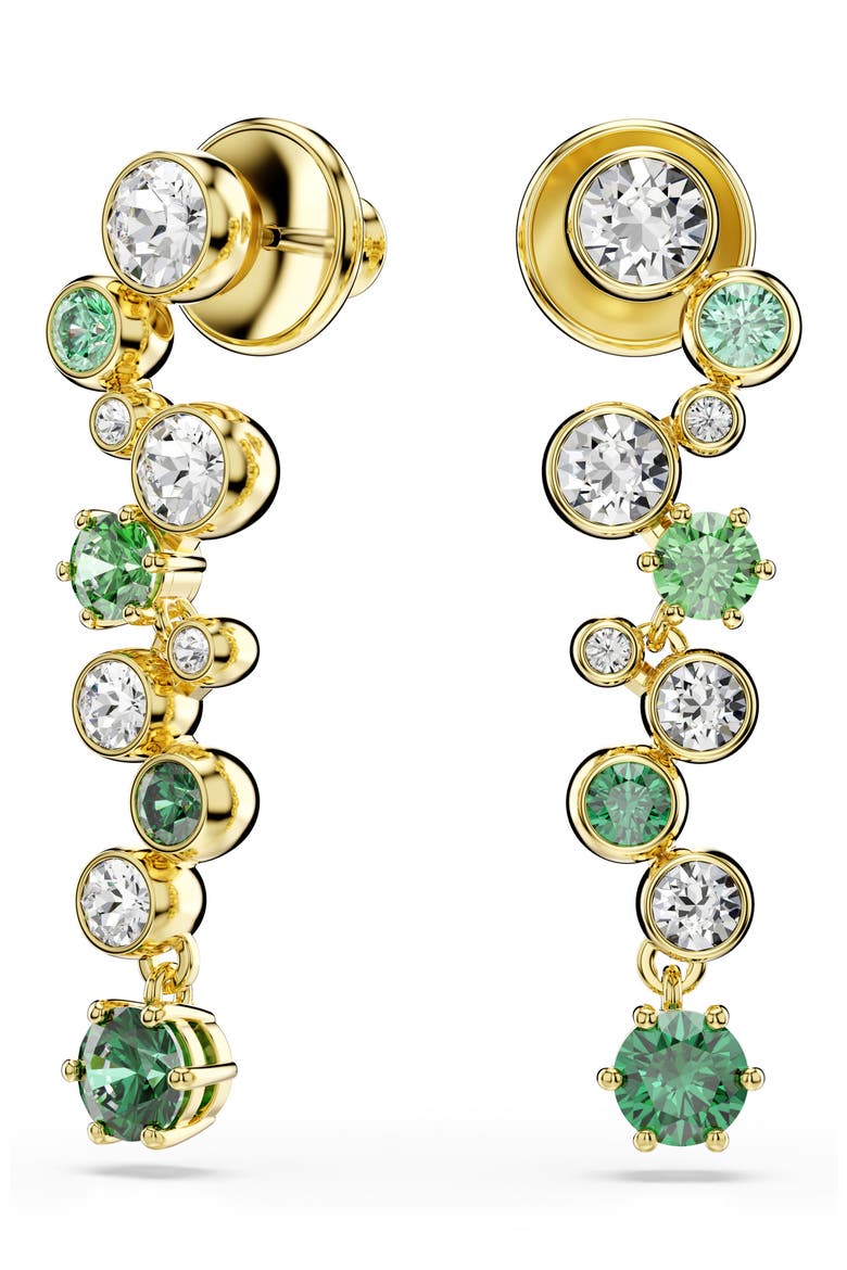 Constella Crystal & Zirconia Drop Earrings, Alternate, color, GOLD/ GREEN