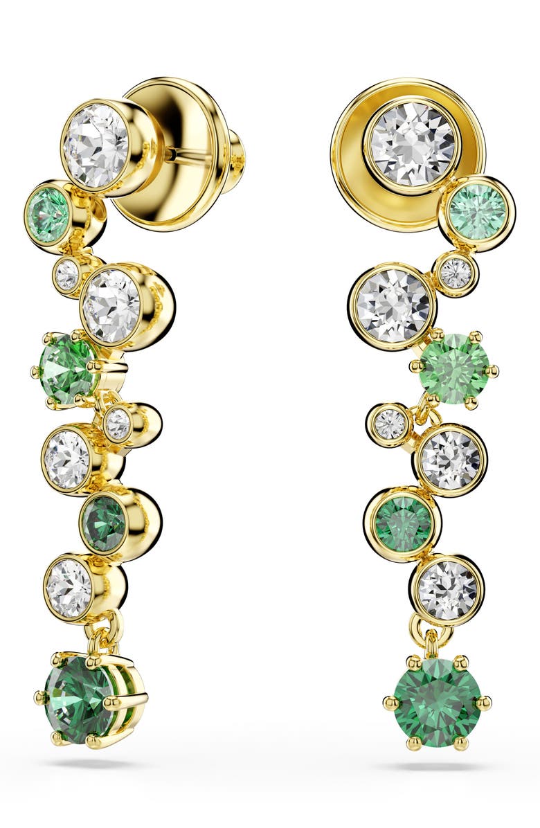 Swarovski Constella Crystal & Zirconia Drop Earrings, Alternate, color, Gold/ Green