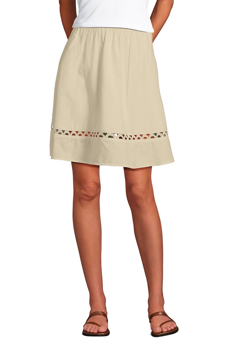 Lands' End Voile Ladder Trim Mini Skirt, Main, color, Dried Bamboo
