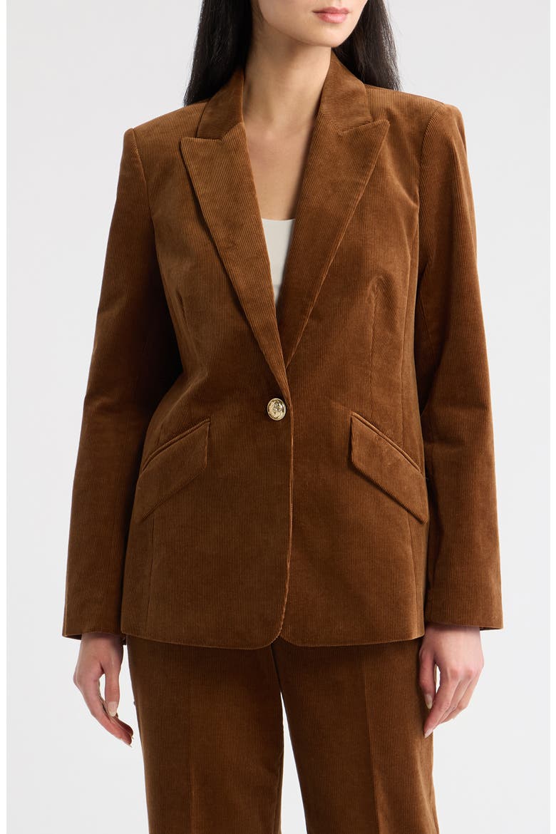 One-Button Corduroy Jacket, Main, color, LUGGAGE