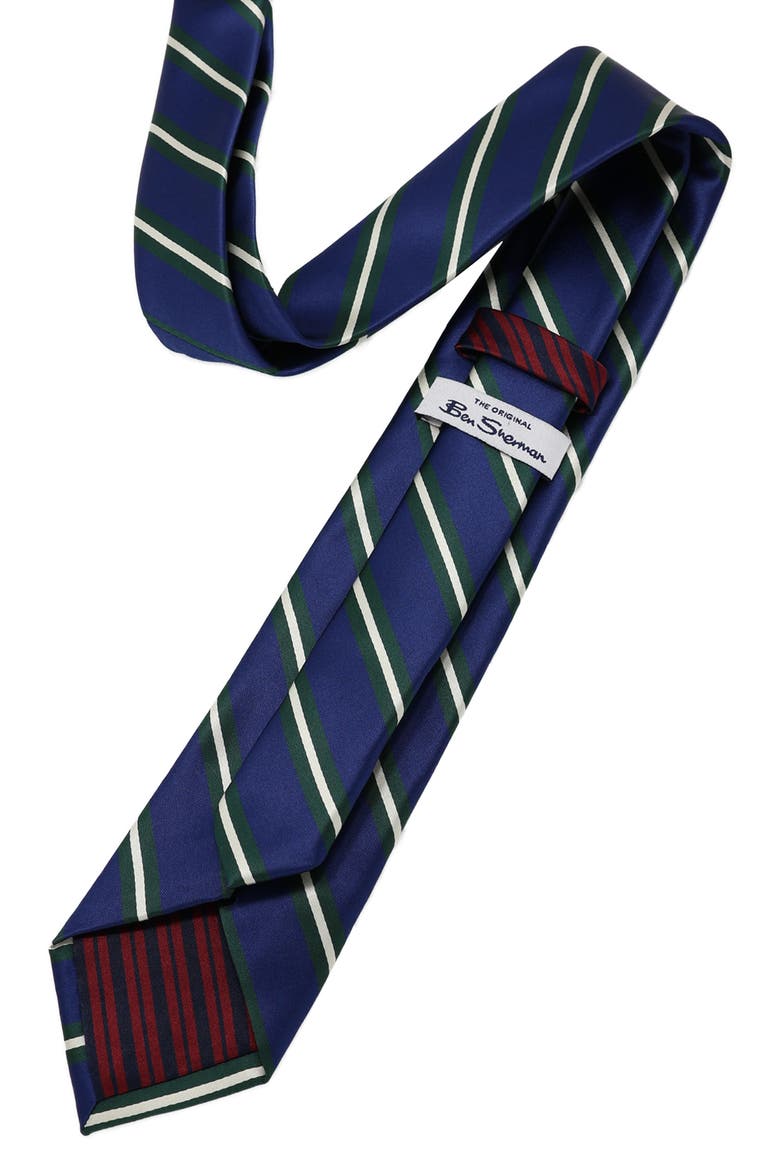 Striped Tie, Alternate, color, NAVY/ HUNTER GREEN