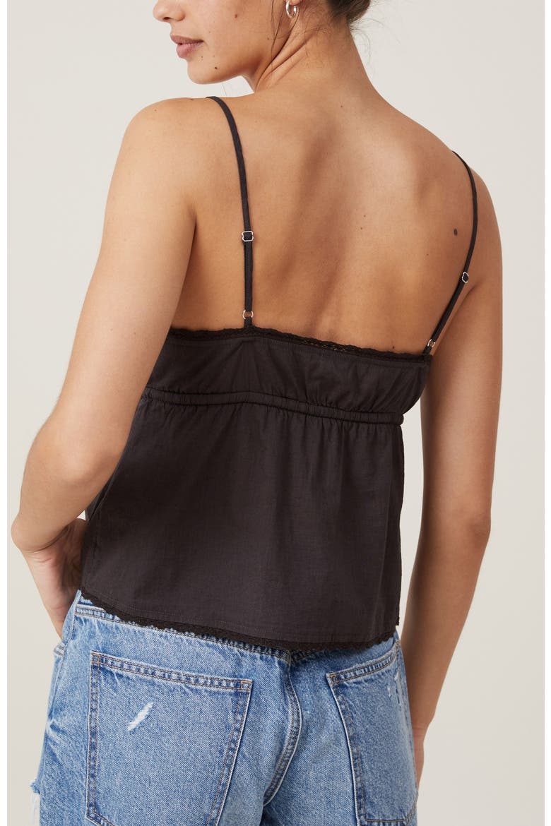 Women's Cotton Lace Cami, Alternate, color, WASHED BLACK