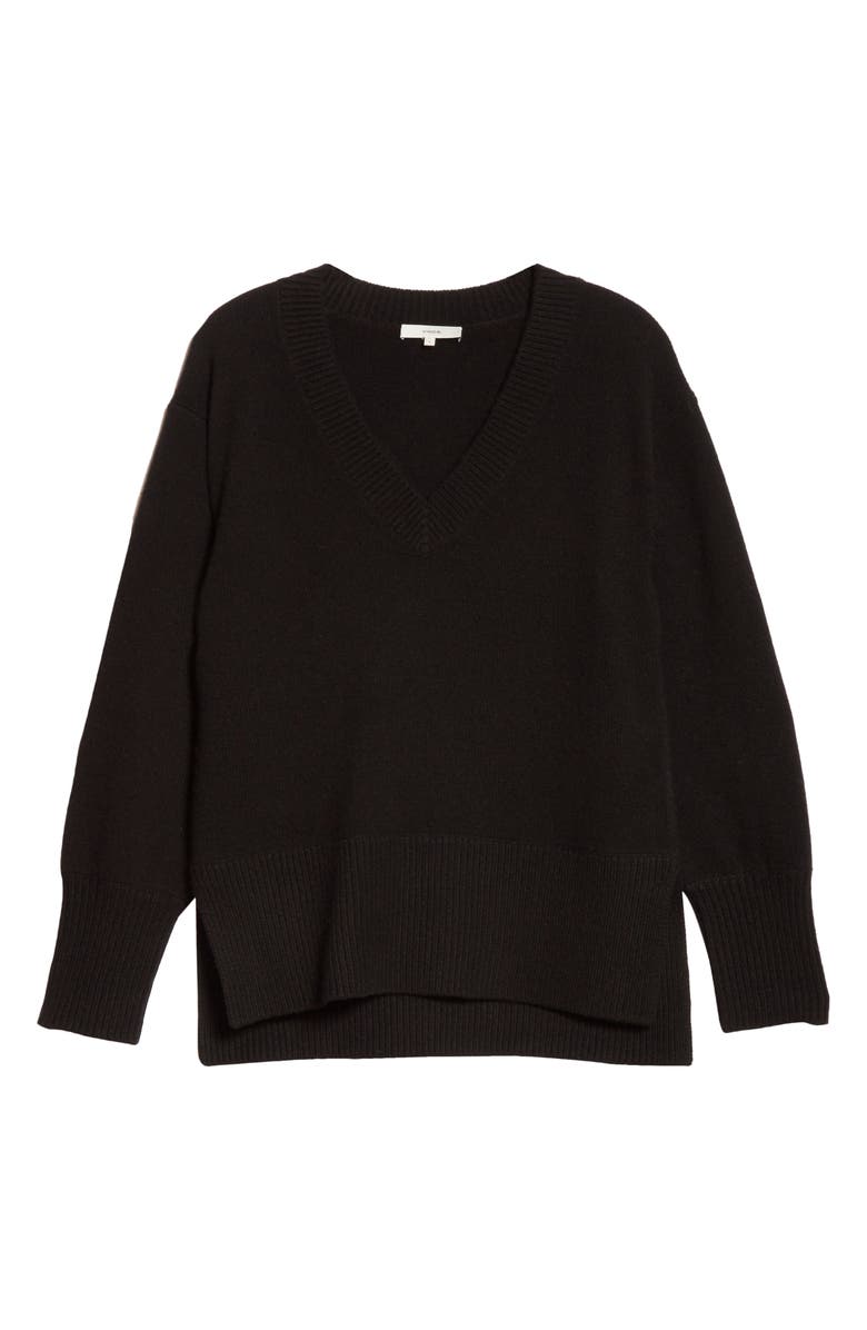 Vince Ribbed V-Neck Cashmere Tunic Sweater, Alternate, color, 