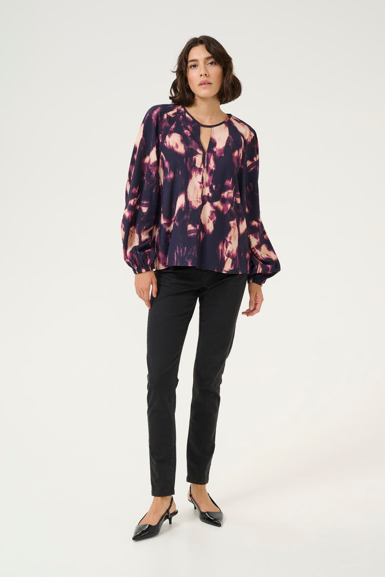 Kadunora Cutout Neck Casual Fit Blouse, Alternate, color, Purple Blurry
