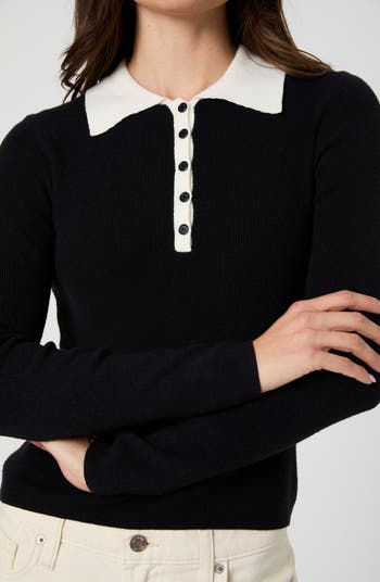 Contrast Collar Polo Sweater