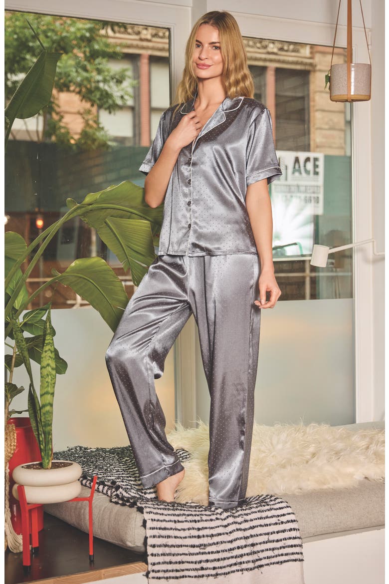Jamie Jacquard Satin Pajamas, Alternate, color, DARK GRAY