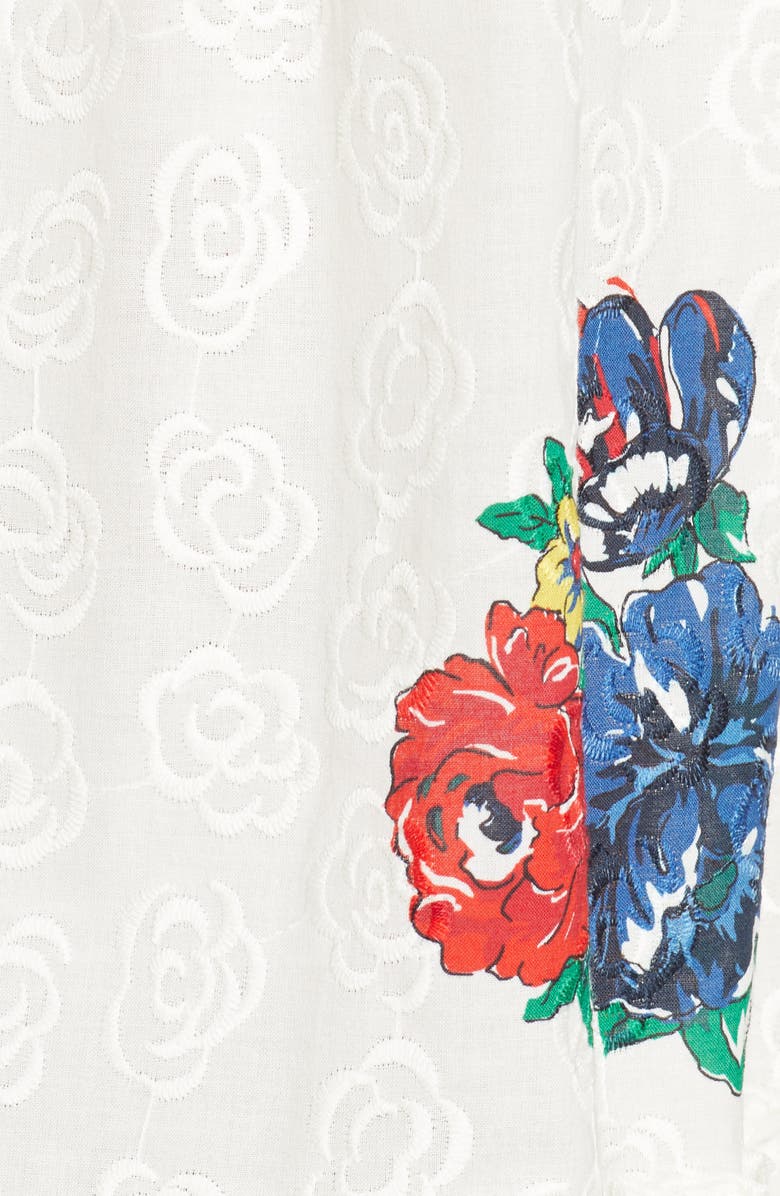 Tory Burch Floral Embroidered Cotton Cover-Up Minidress, Alternate, color,