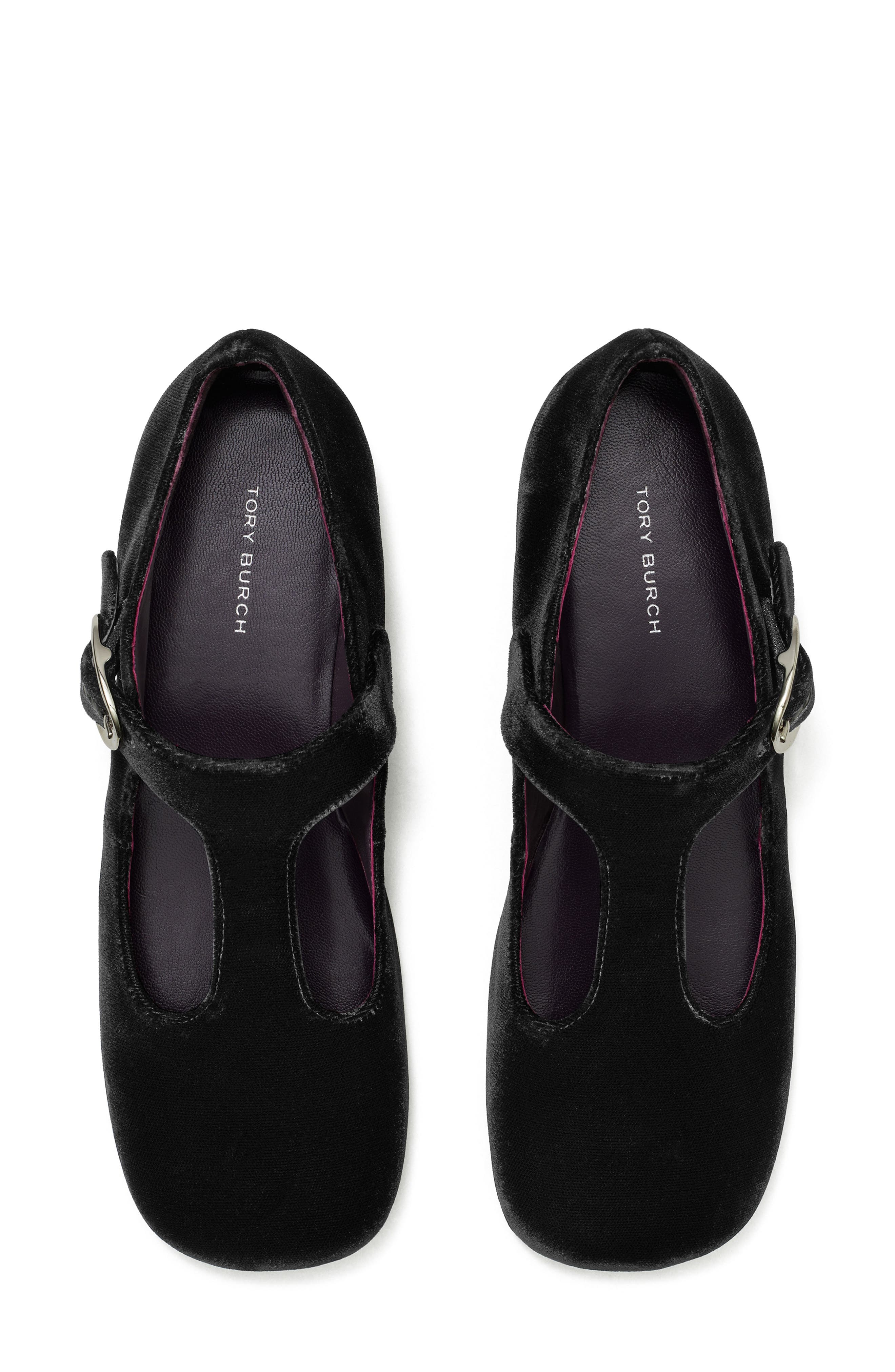 Violet T-Strap Flat, Alternate, color, PERFECT BLACK SUEDE