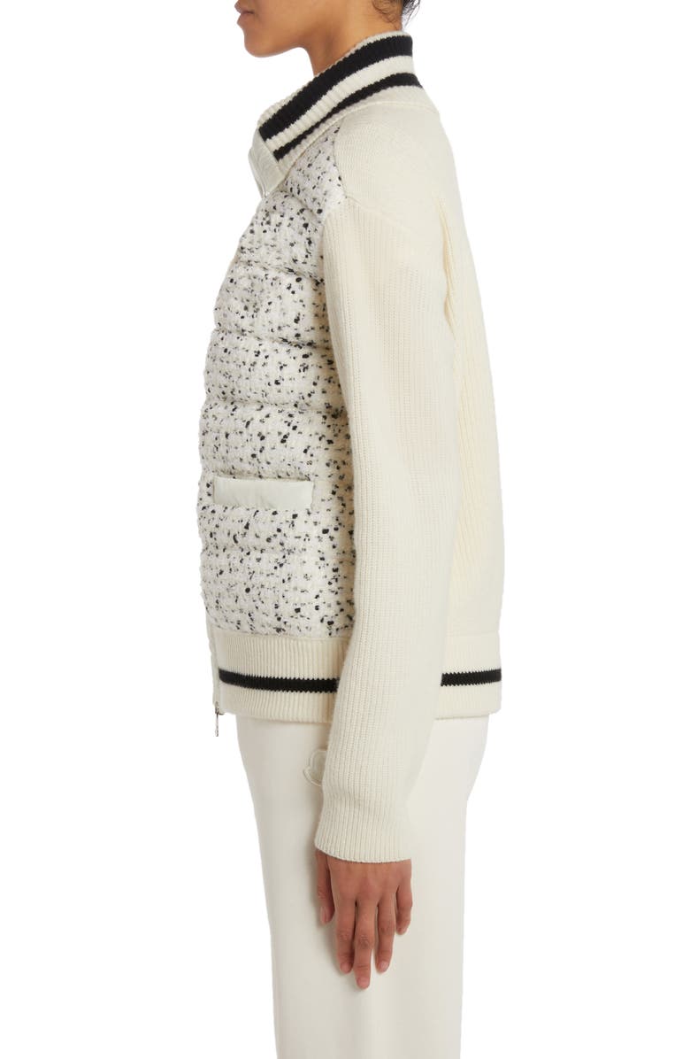 Moncler Quilted Bouclé & Knit Letterman Cardigan, Alternate, color,
