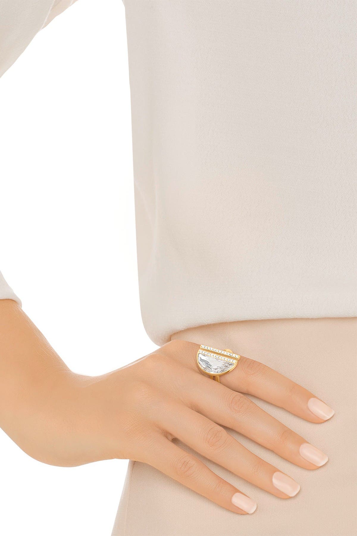Swarovski Glow Swarovski Crystal Bar & Half Moon Ring - Size 6 (Women ...