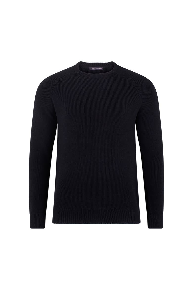Cotton Lightweight Fisherman Rib Sweater, Alternate, color, Black