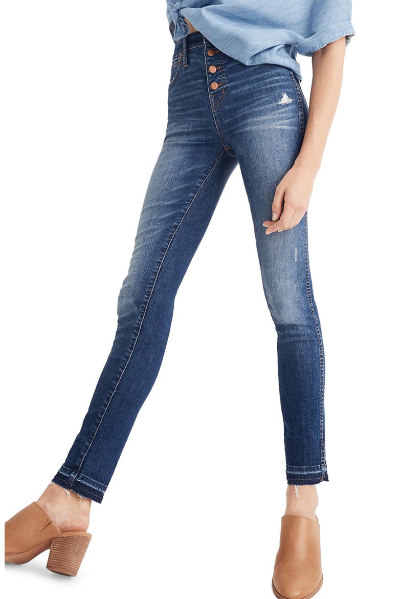 10-Inch High Waist Drop Hem Skinny Jeans, Main, color, ROSE CLIFF
